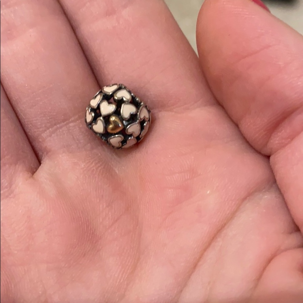 Pink hearts with gold hearts Pandora bead
